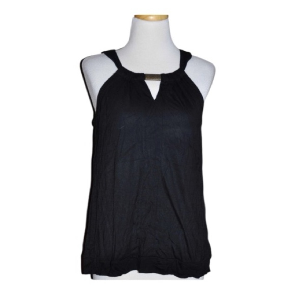 Apt 9 Black Grecian Style Sleeveless Silky Slight Stretchy Top Size L